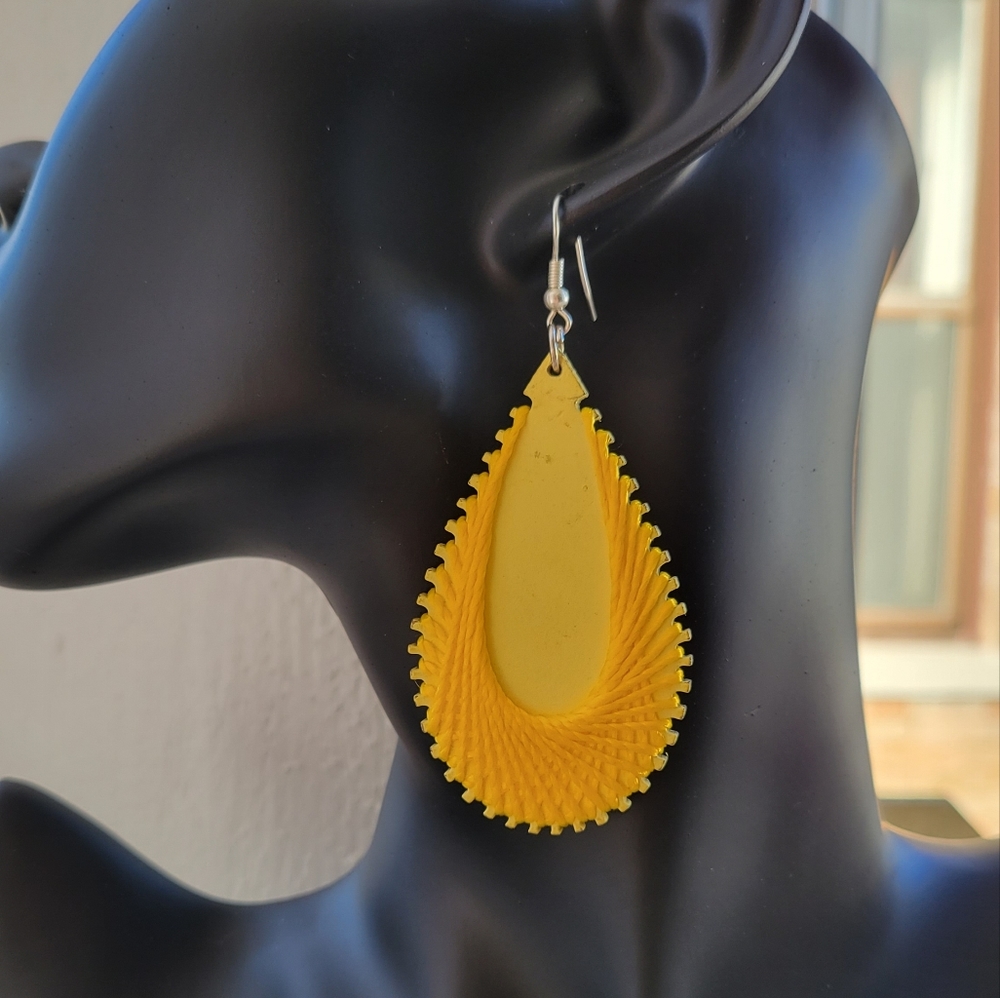 Handmade Wooden Teardrop Earrings